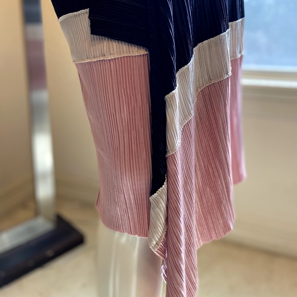 Alfani Asymmetric Pleated Colorblock Midi Skirt - Picture 3 of 4